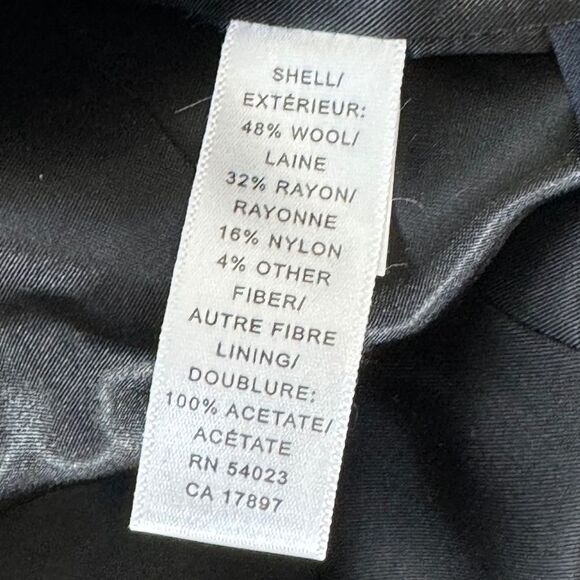 Banana Republic Black Wool Blend Trench Style Kick Pleat Belted Coat Sz M - Picture 7 of 9